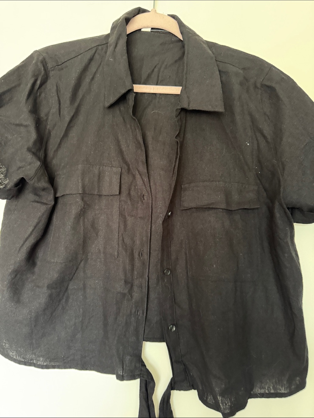 Galligraphie Lightweight Black Button-Up Shirt Jacket